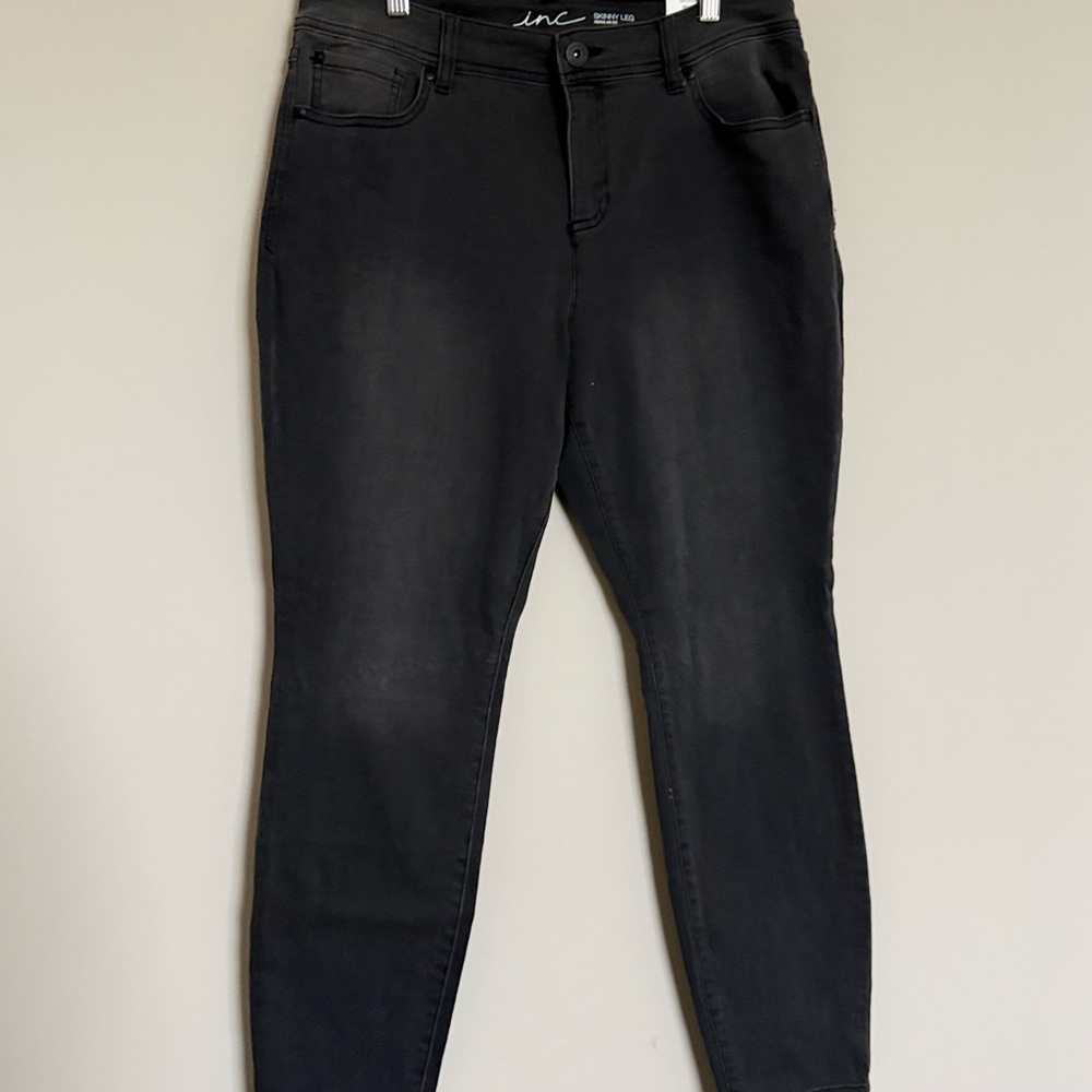 INC Washed Black Skinny Jeans | Mid Rise | 10 Shorts